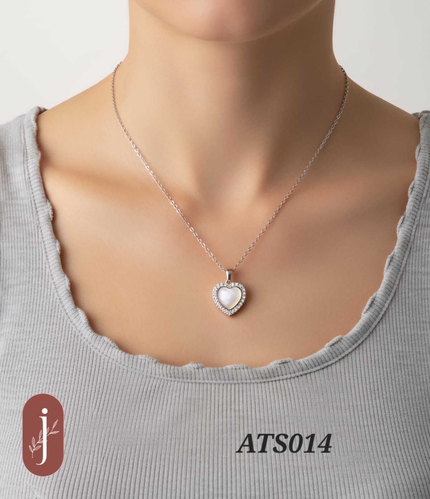 Anti Tarnish Silver Plated Stone Heart Pendant Necklace -ATS014
