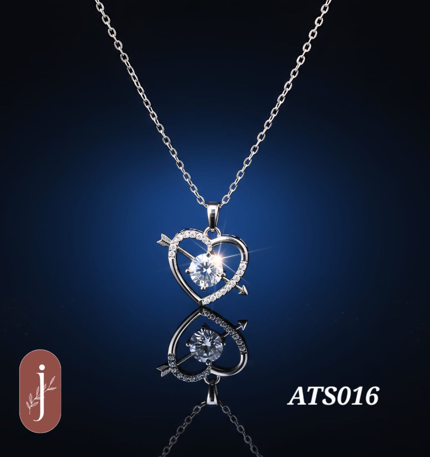 Anti Tarnish Silver Plated Heart with Arrow Pendant Necklace -ATS016
