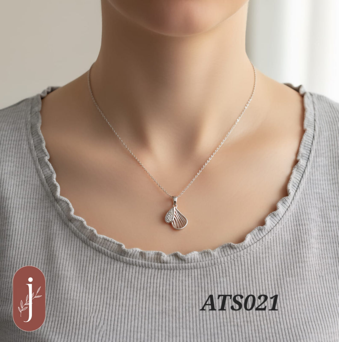 Anti Tarnish Silver Plated Leaf Pendant Necklace -ATS021