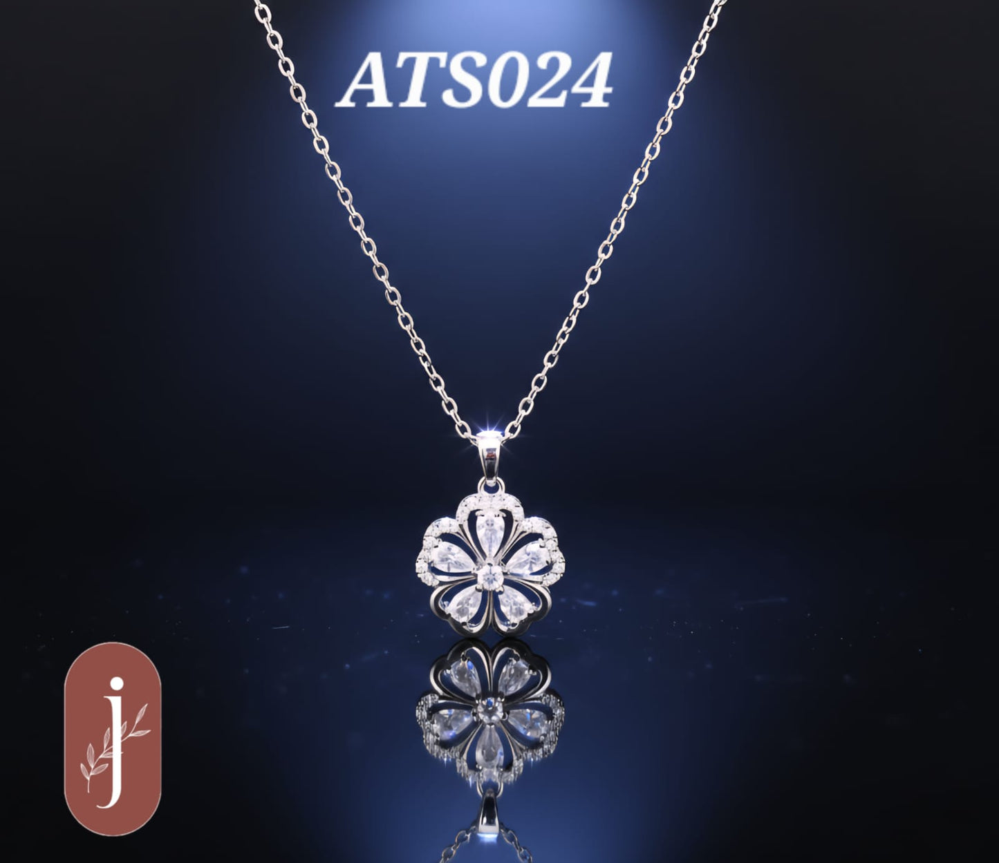 Anti Tarnish Silver Plated Flower Pendant Necklace -ATS024