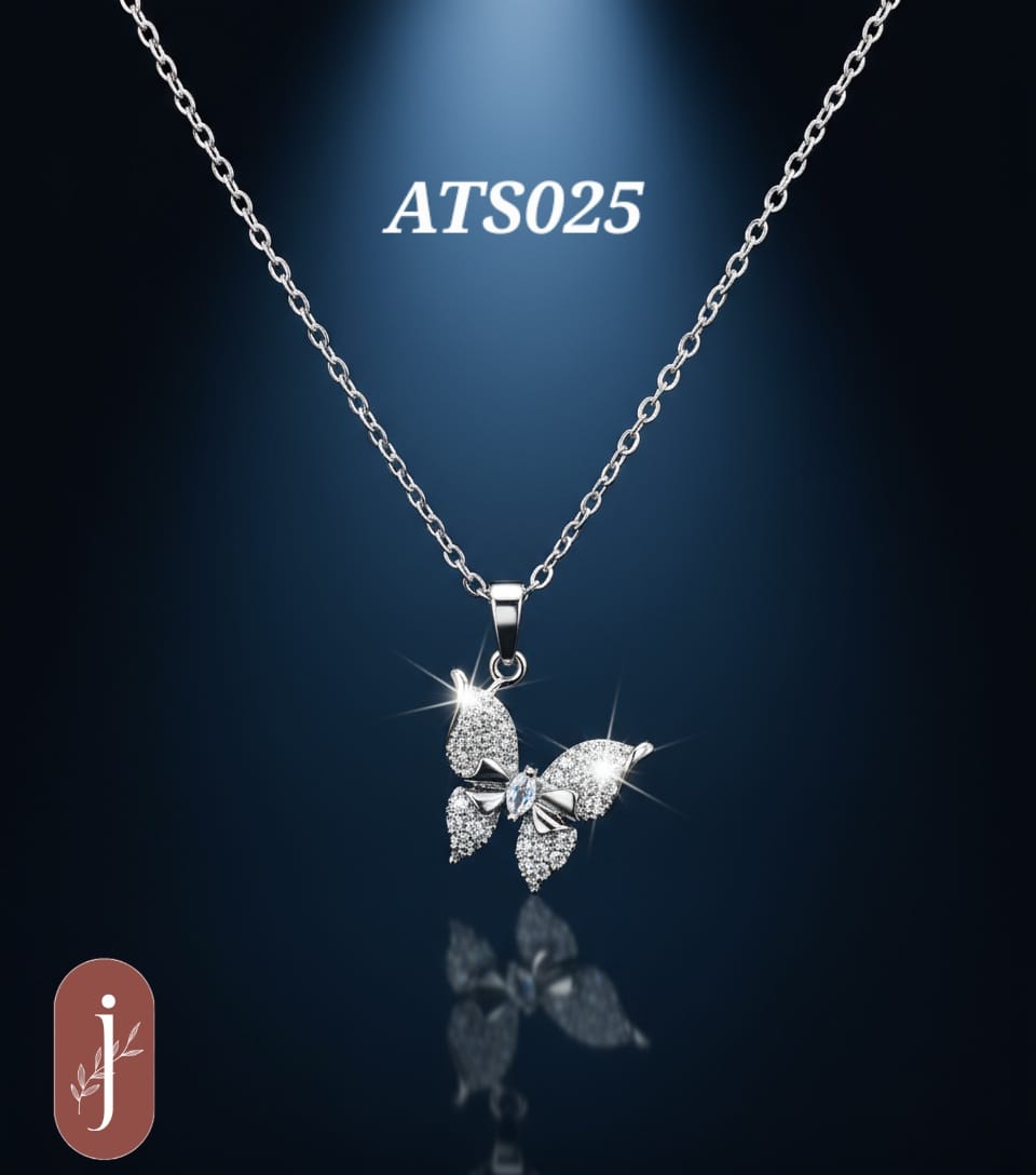 Anti Tarnish Silver Plated Butterfly Pendant Necklace -ATS025