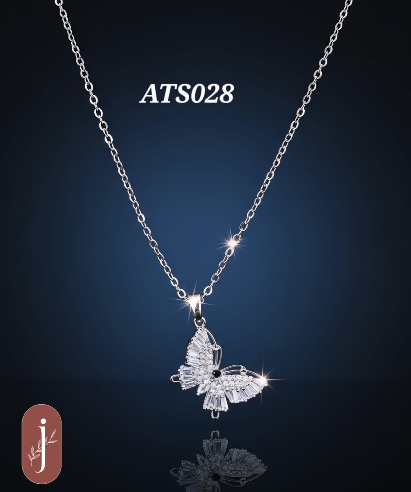 Anti Tarnish Silver Plated Butterfly Pendant Necklace -ATS028