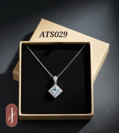 Anti Tarnish Silver Plated Diamond Shape Pendant Necklace -ATS029