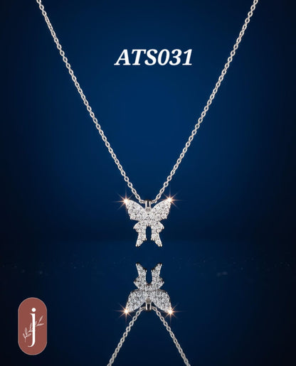 Anti Tarnish Silver Plated Butterfly Pendant Necklace -ATS031