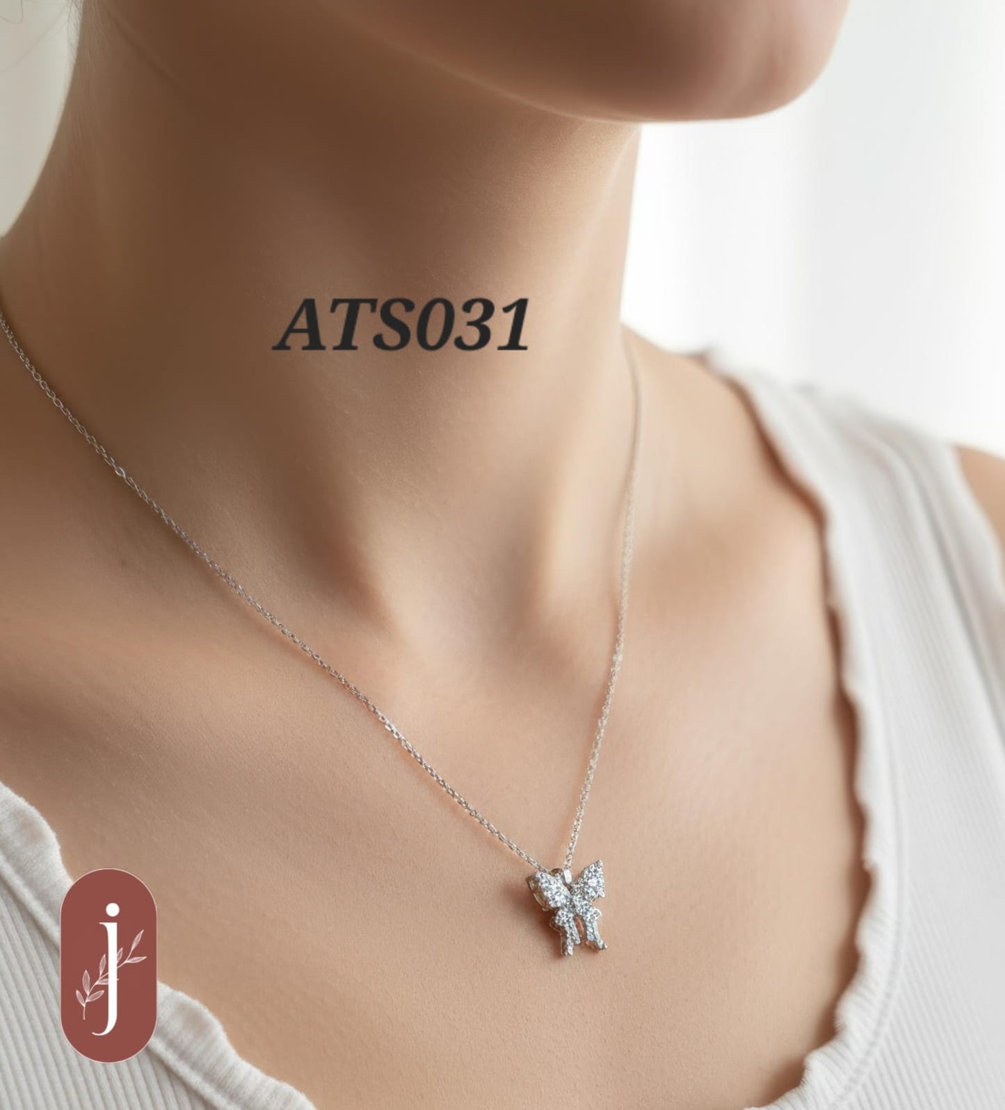 Anti Tarnish Silver Plated Butterfly Pendant Necklace -ATS031