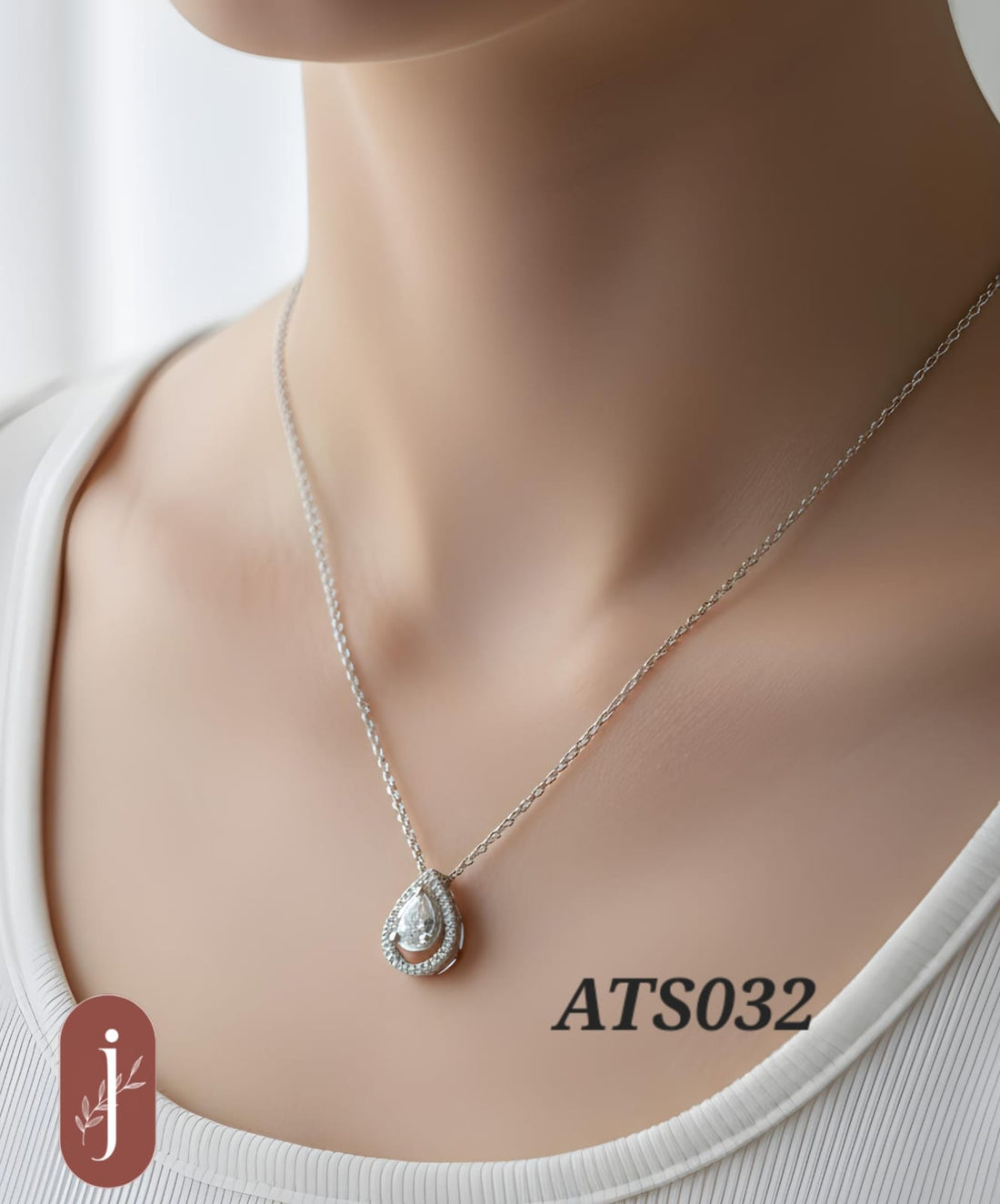 Anti Tarnish Silver Plated Stone Pendant Necklace -ATS032