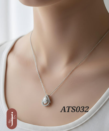 Anti Tarnish Silver Plated Stone Pendant Necklace -ATS032