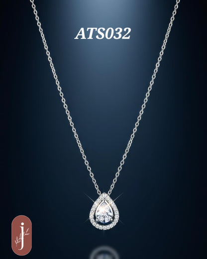 Anti Tarnish Silver Plated Stone Pendant Necklace -ATS032