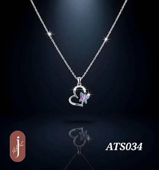 Anti Tarnish Silver Plated Heart Pendant Necklace -ATS034