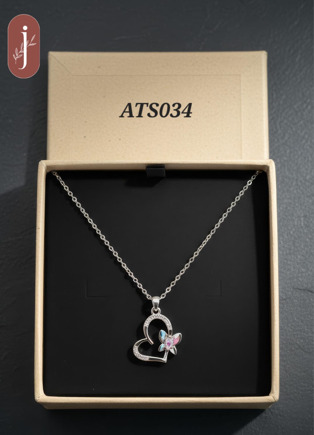 Anti Tarnish Silver Plated Heart Pendant Necklace -ATS034