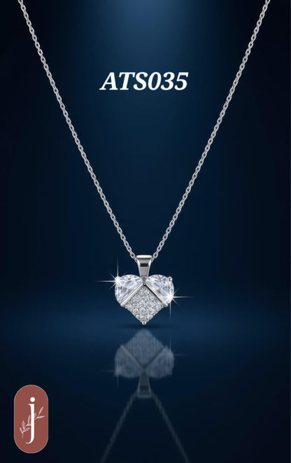 Anti Tarnish Silver Plated Stone Pendant Necklace -ATS035