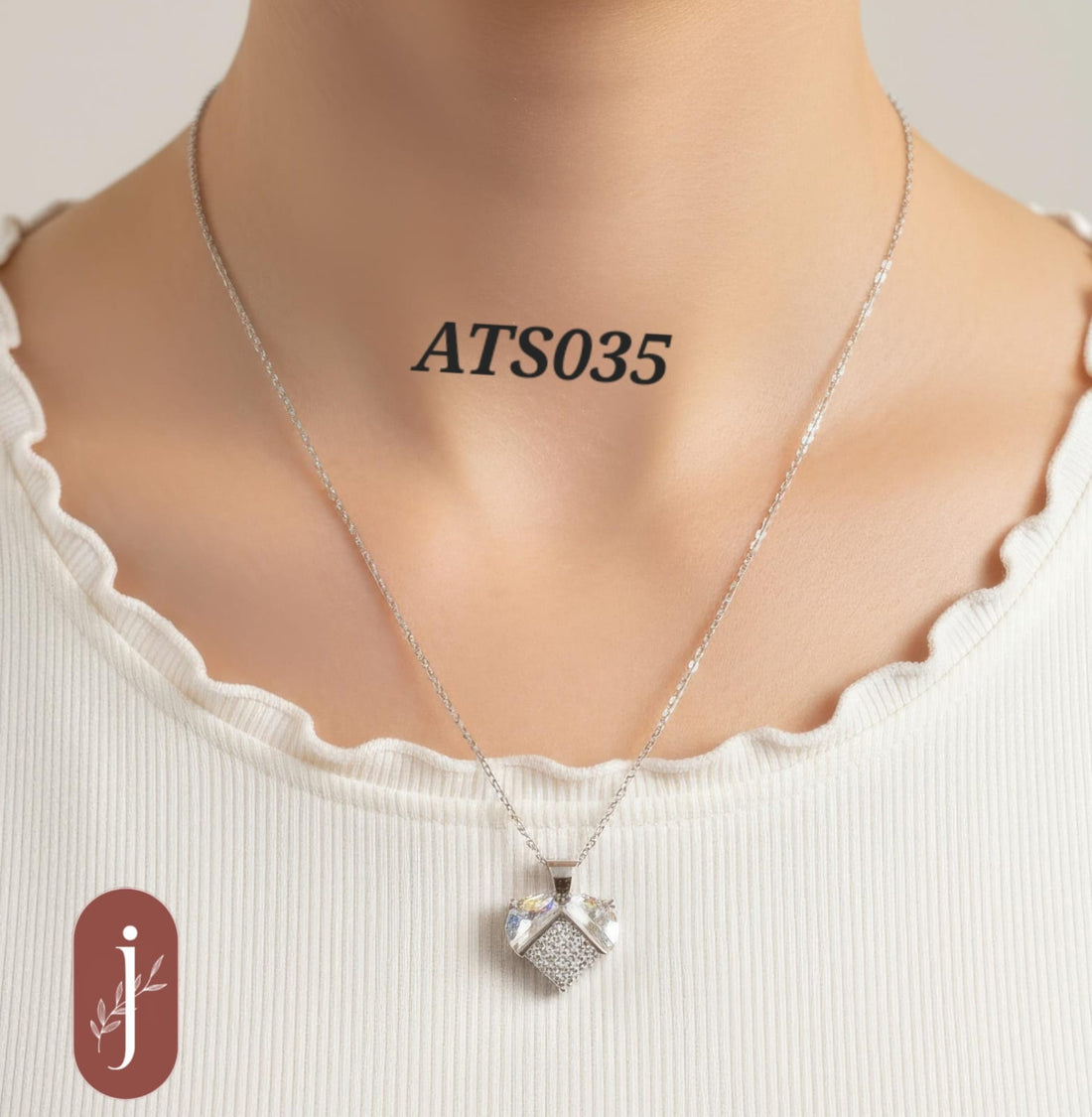 Anti Tarnish Silver Plated Stone Pendant Necklace -ATS035
