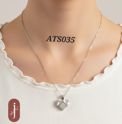 Anti Tarnish Silver Plated Stone Pendant Necklace -ATS035