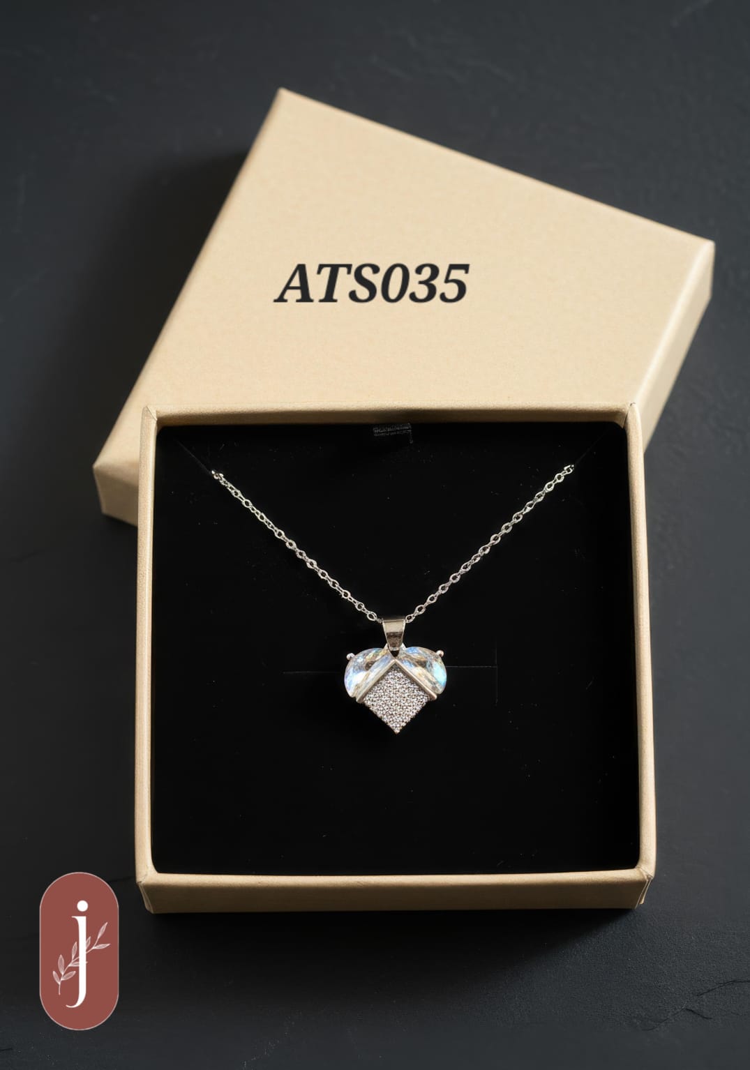 Anti Tarnish Silver Plated Stone Pendant Necklace -ATS035