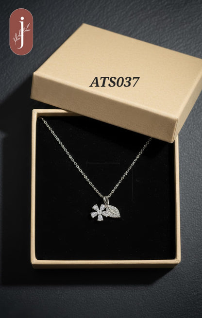 Anti Tarnish Silver Plated Stone Leaf Pendant Necklace -ATS037