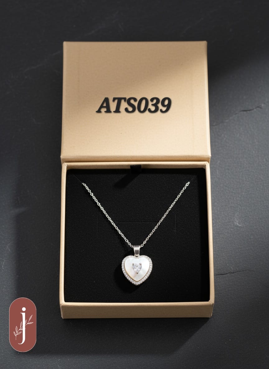 Anti Tarnish Silver Plated Heart Pendant Necklace -ATS039