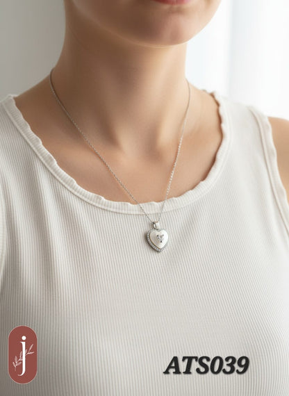 Anti Tarnish Silver Plated Heart Pendant Necklace -ATS039