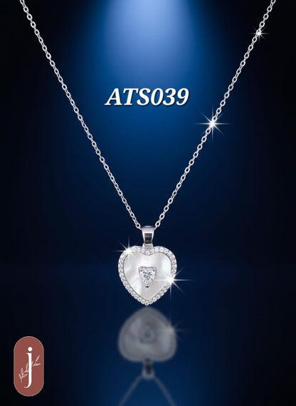 Anti Tarnish Silver Plated Heart Pendant Necklace -ATS039