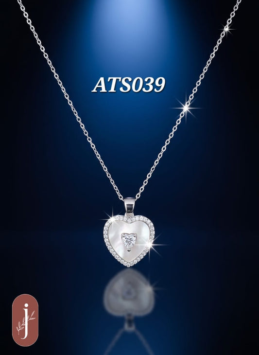Anti Tarnish Silver Plated Heart Pendant Necklace -ATS039
