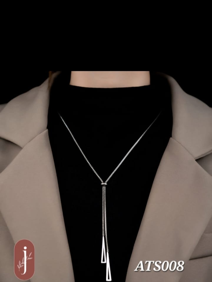 Anti Tarnish Silver Plated Triangle Pendant Necklace -ATS008