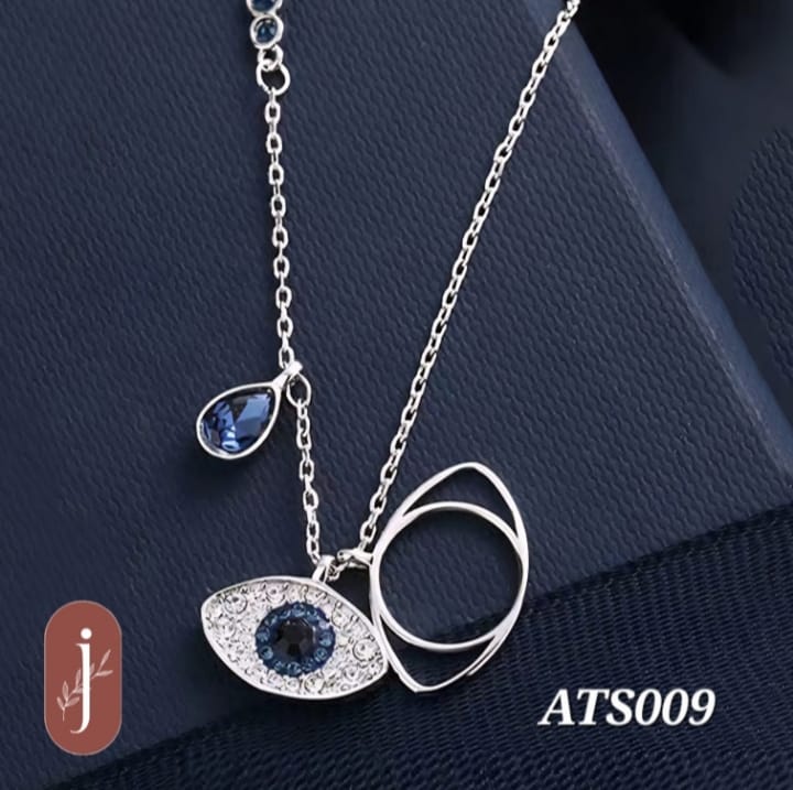 Anti Tarnish Silver Plated Evil Eye Pendant Necklace -ATS009
