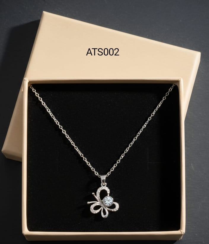 Anti Tarnish Silver Plated Butterfly Pendant Necklace -ATS002