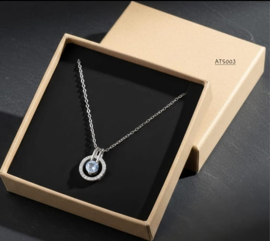Anti Tarnish Silver Plated Circle Pendant Necklace -ATS003
