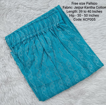 Blue  Free Size Kantha Stich Cotton Palazzo - KCP005