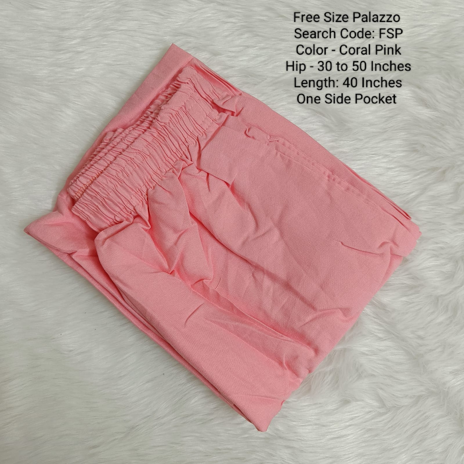 Coral Pink Free Size Rayon Palazzo