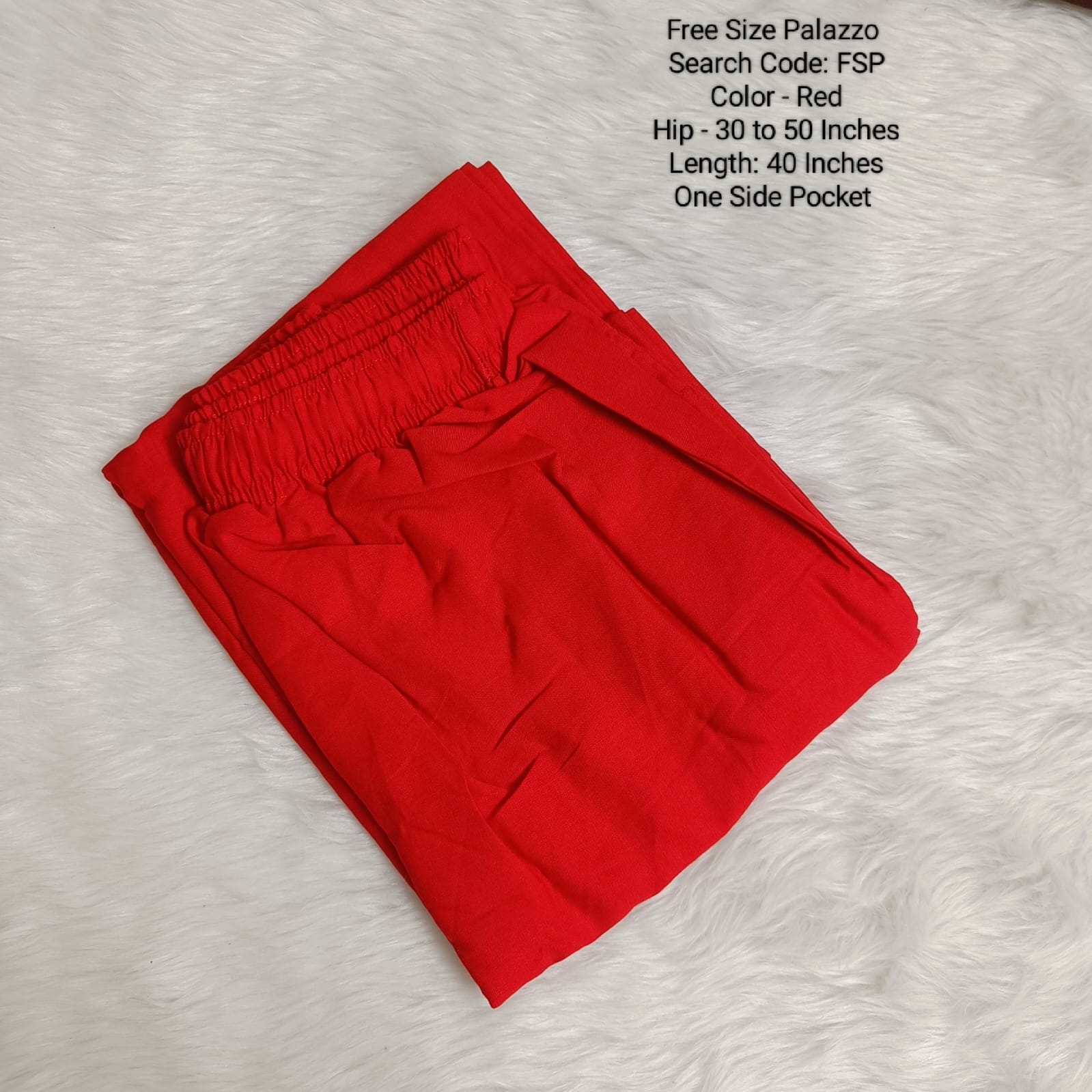 Red Free Size Rayon Palazzo