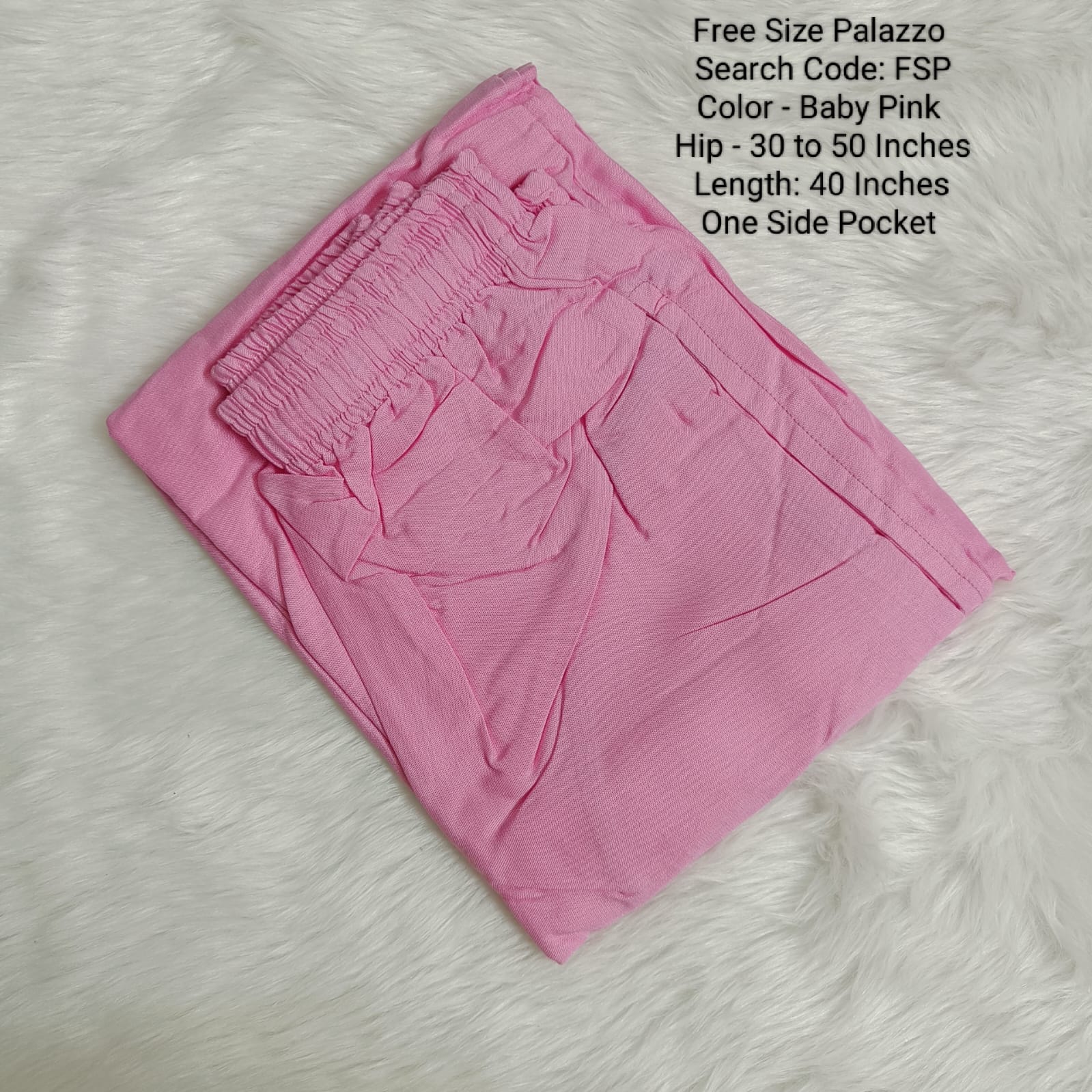 Baby Pink Free Size Rayon Palazzo