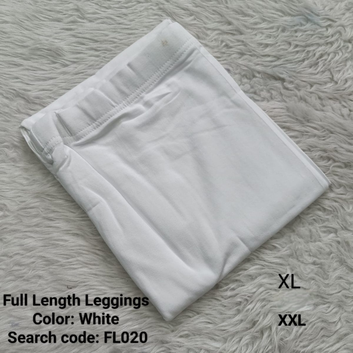 White Full Length Leggings - FL020