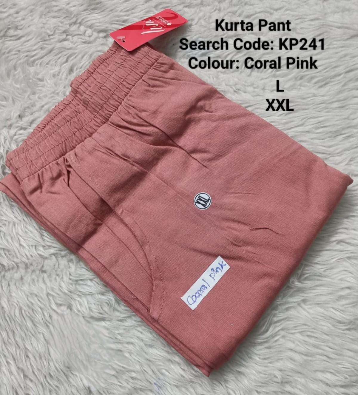 Coral Pink Cotton Flex Kurta Pant - KP241