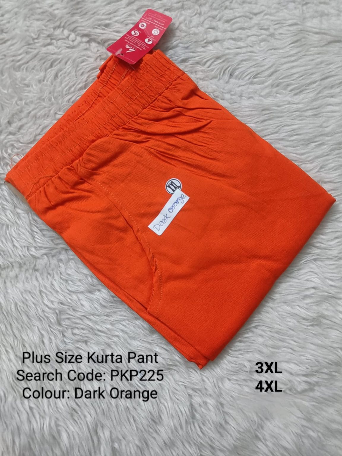Dark Orange Cotton Flex Kurta Pant Plus Size - PKP225