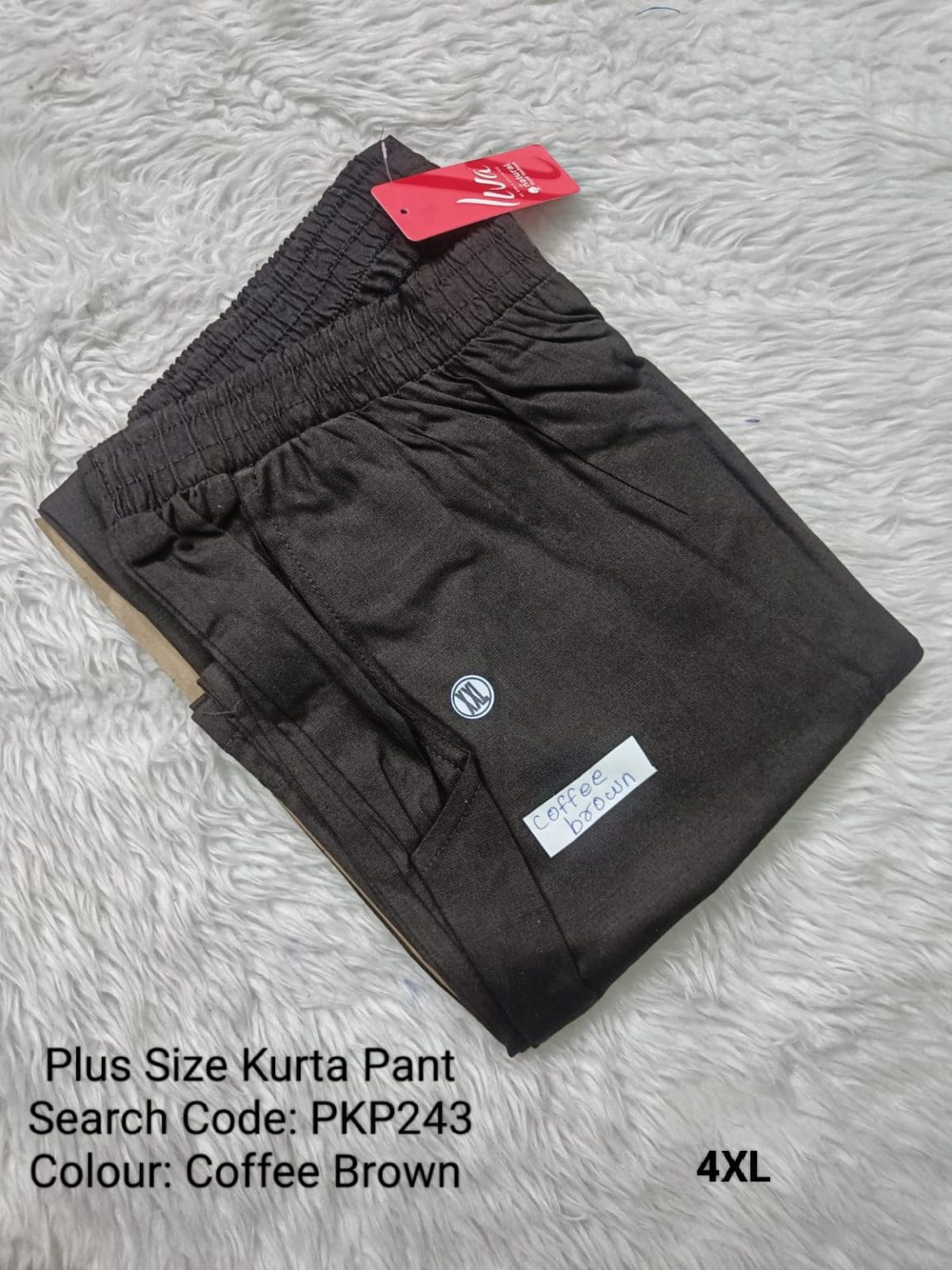 Coffee Brown Cotton Flex Kurta Pant Plus Size - PKP243