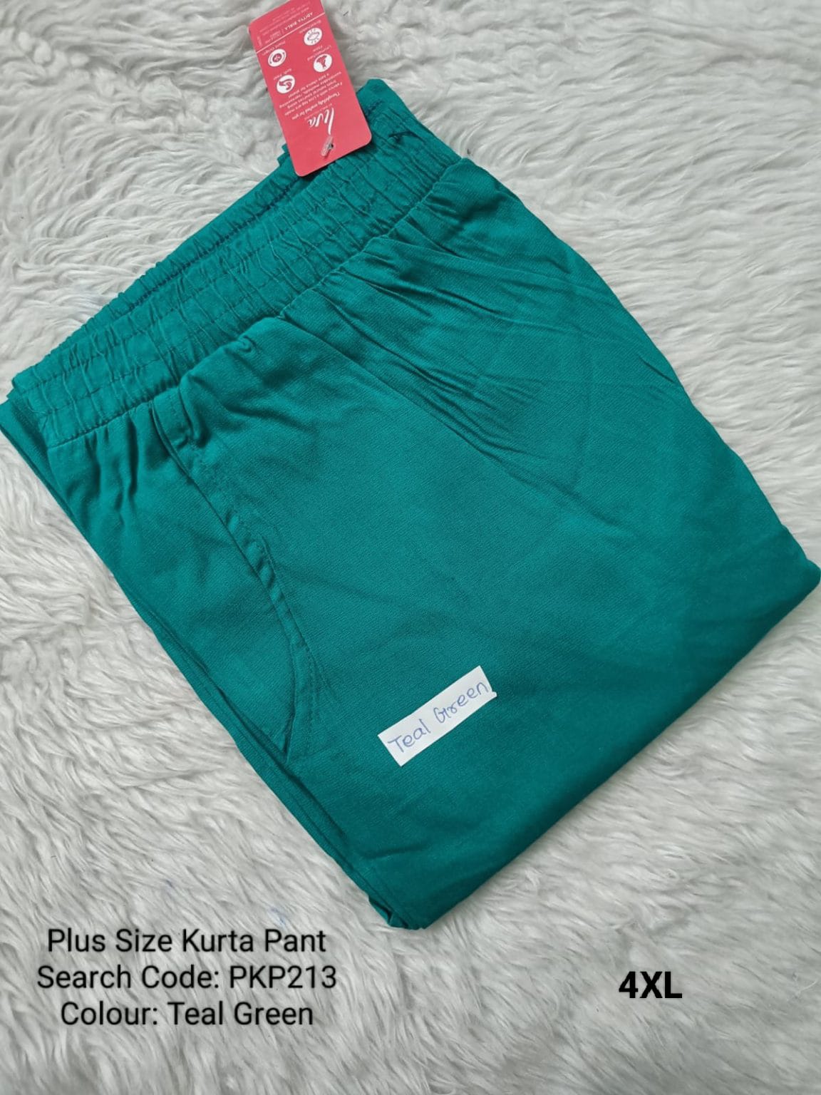 Teal Green Cotton Flex Kurta Pant Plus Size - PKP213