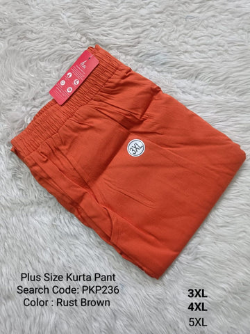 Rust Brown Cotton Flex Kurta Pant Plus Size - PKP236