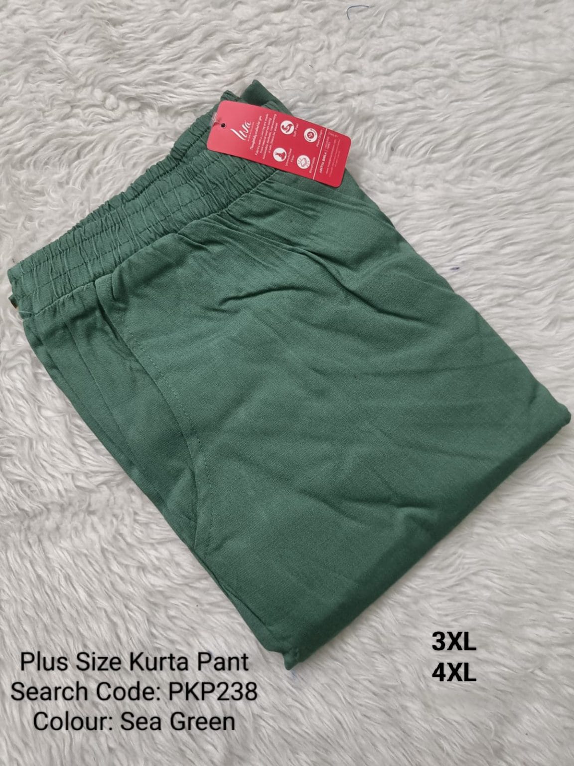 Sea Green Cotton Flex Kurta Pant Plus Size - PKP238