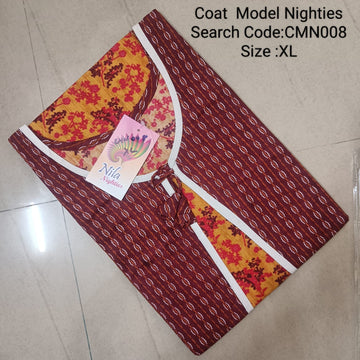 Orange Cotton Nila Coat Model Nighties - CMN008