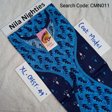 Blue Cotton Nila Coat Model Nighties - CMN011