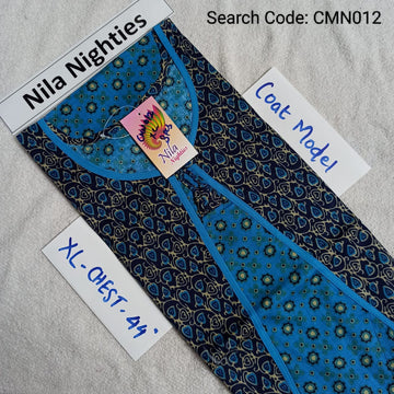 Blue Cotton Nila Coat Model Nighties - CMN012