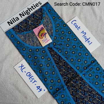 Blue Cotton Nila Coat Model Nighties - CMN017