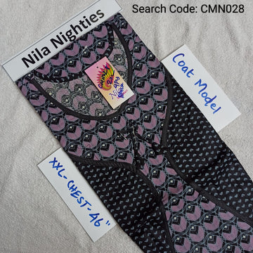 Black Cotton Nila Coat Model Nighties - CMN028