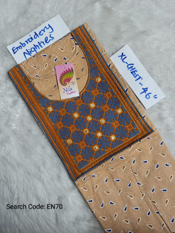 Skin Cotton Nila Embroidery Model Nighties - EN70