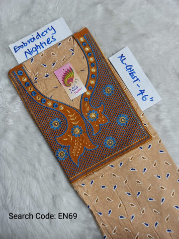 Skin Cotton Nila Embroidery Model Nighties - EN69
