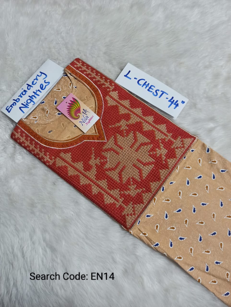 Skin Cotton Nila Embroidery Model Nighties - EN14