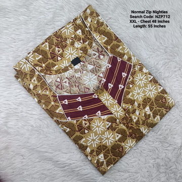 Mustard Cotton Nila Normal Zip Nighties - NZP712