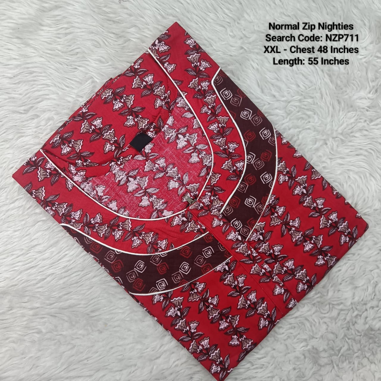 Pink Cotton Nila Normal Zip Nighties - NZP711