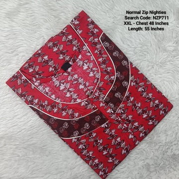 Pink Cotton Nila Normal Zip Nighties - NZP711
