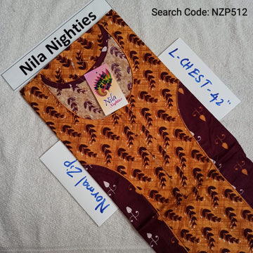 Yellow Cotton Nila Normal Zip Nighties - NZP512